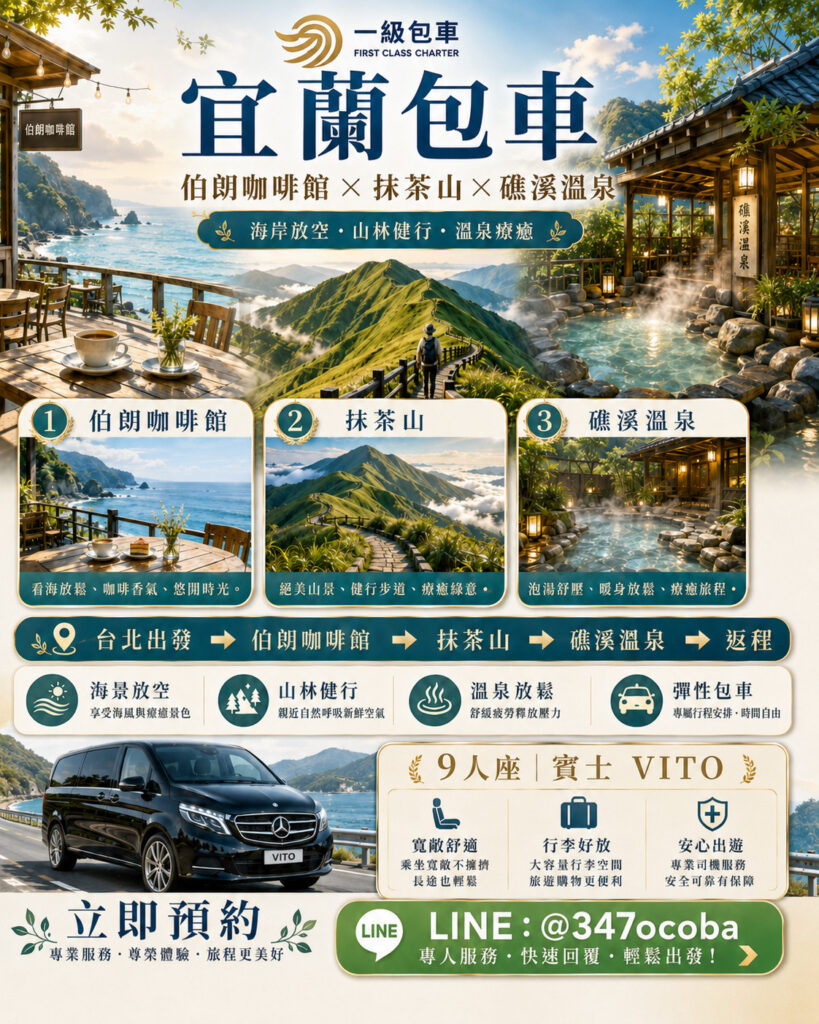 宜蘭包車一日遊推薦：網美看海美拍、龜山島第一排海景咖啡、抹茶山步道與礁溪溫泉深度全攻略